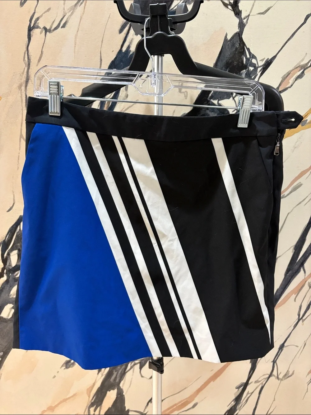 Polo by Ralph Lauren Blue, Black & White Striped Midi Skirt